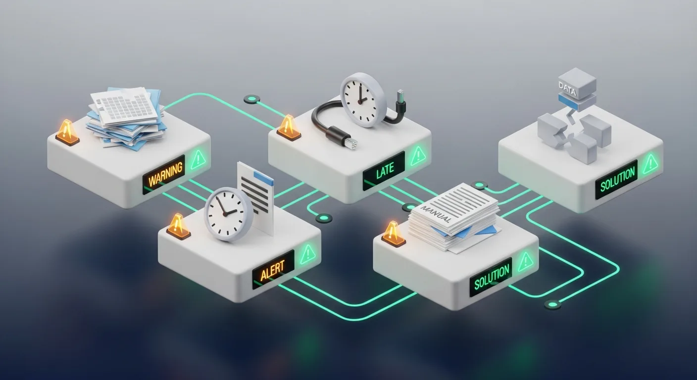 Cinco plataformas 3D com sinais de alerta indicando gestão regulatória no limite em instituição financeira Segmento 5
